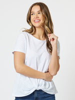 Knot Front Cotton T-shirt - White