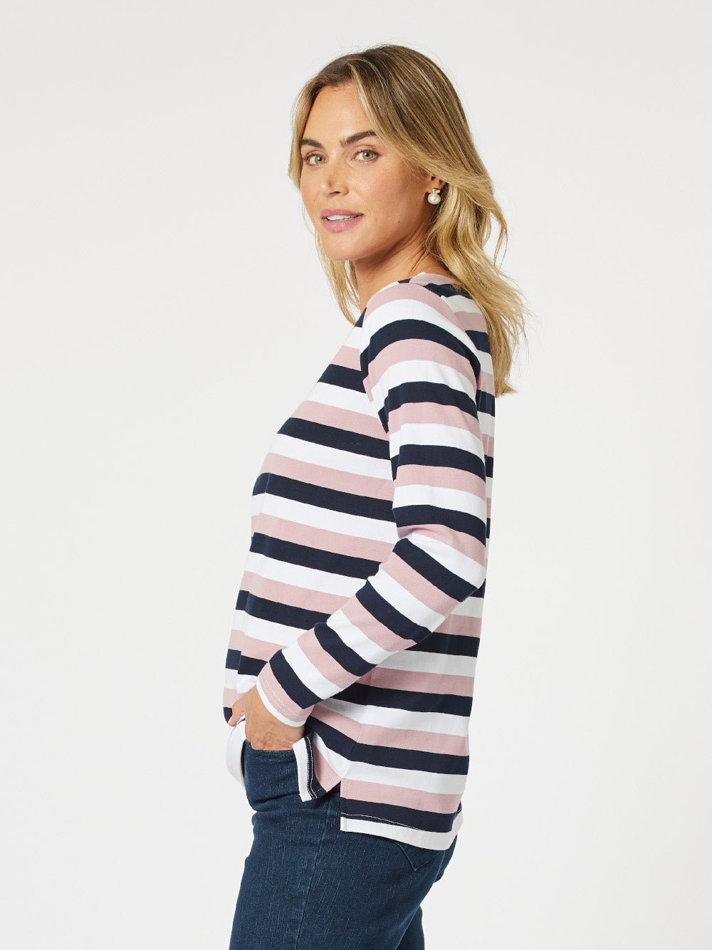 Laguna Stripe Long Sleeve Tee - Orchid - RC & Co