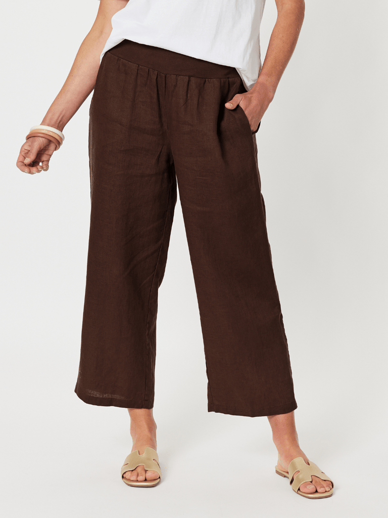 Lara Linen Wide Leg Pant - Chocolate - RC & Co