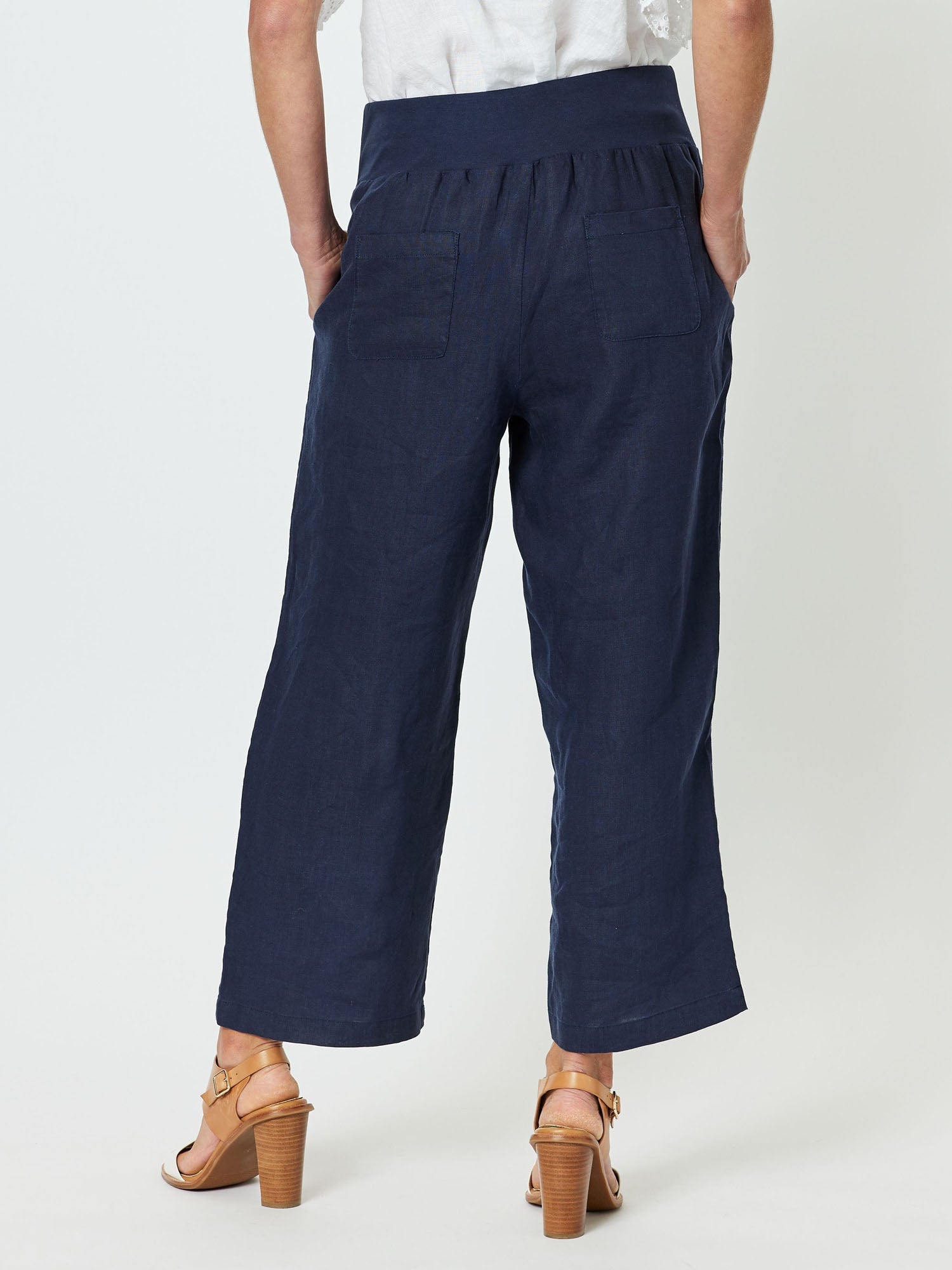 Lara Linen Wide Leg Pant - Navy - RC & Co