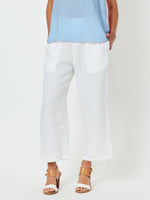 Lara Linen Wide Leg Pant - White