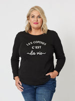 Les Copines Long Sleeve Top - Black