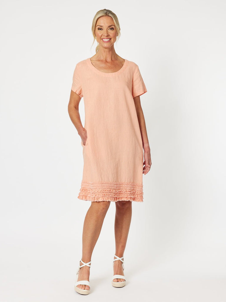 Linen Ruffle Hem Dress - Mandarine - RC & Co