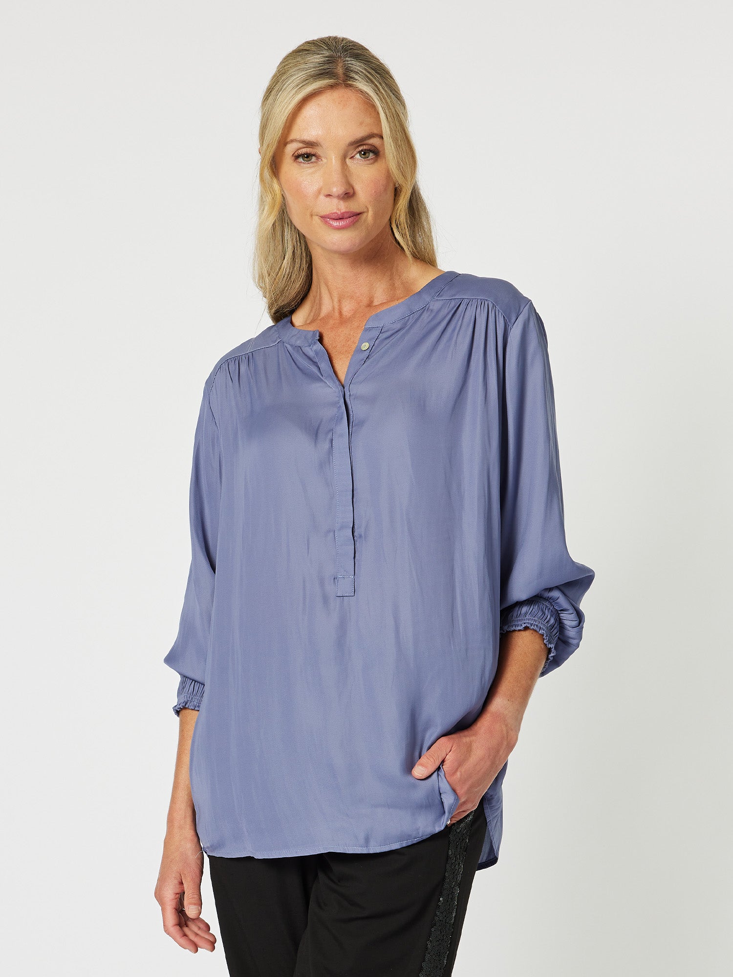 Luxe Nehru Top - Amethyst - RC & Co