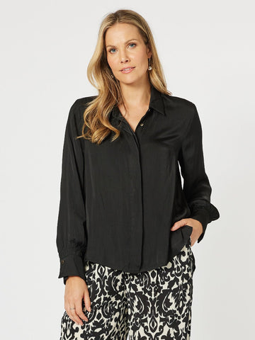 Luxe Shirt With Cuff Detail - Black - RC & Co