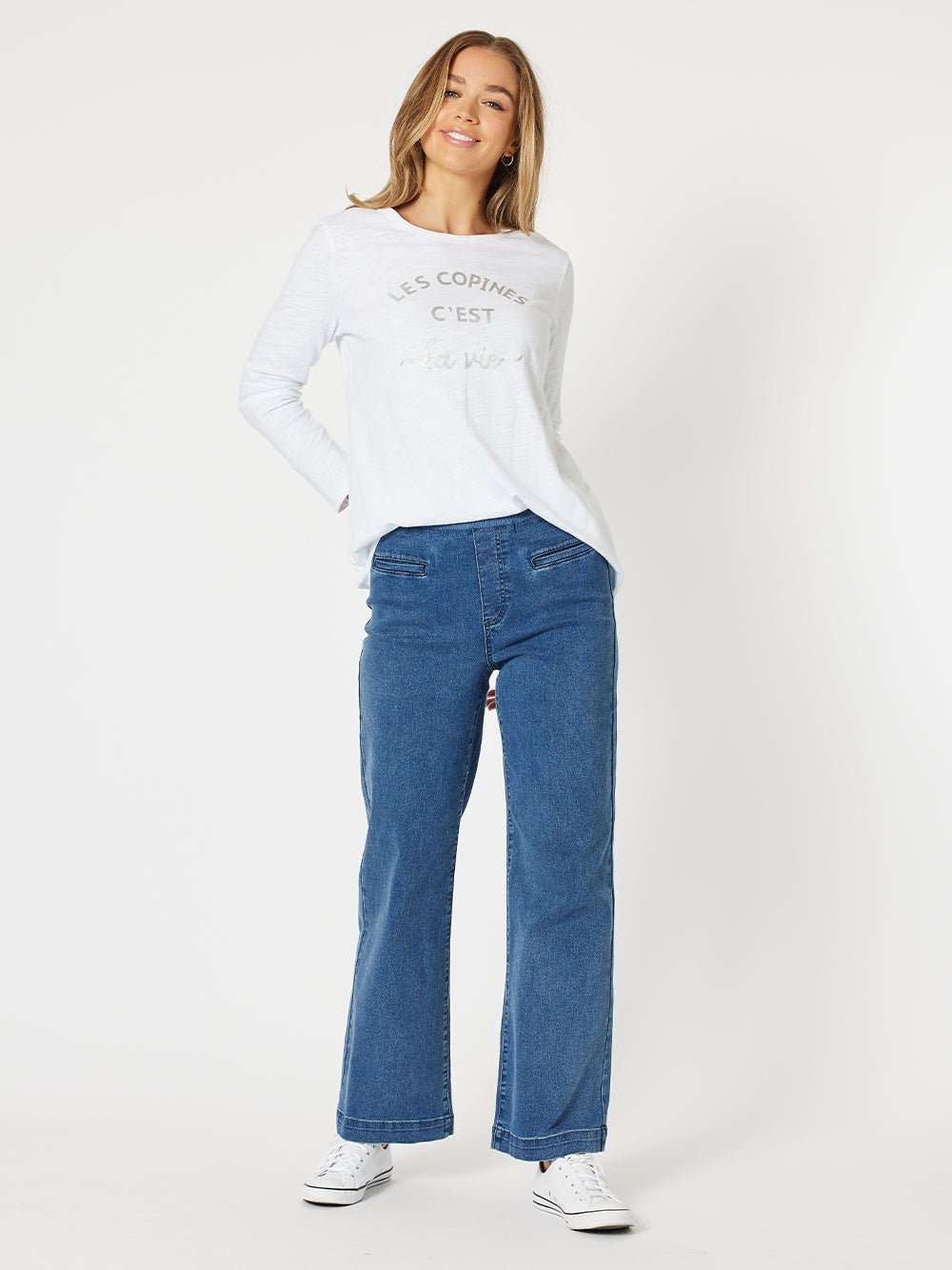 Maddy High Rise Wide Leg Jean - Denim - RC & Co