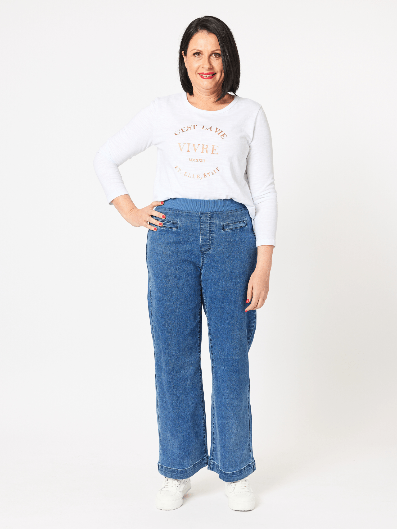 Maddy High Rise Wide Leg Jean - Denim - RC & Co