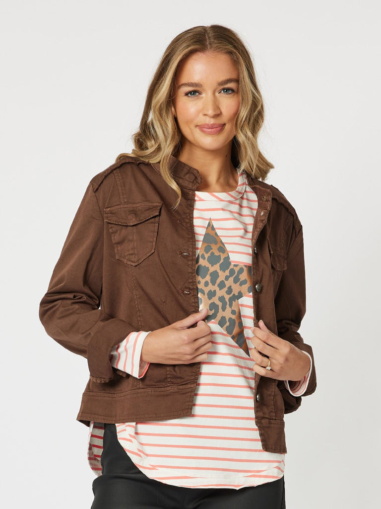 Military Denim Jacket - Chocolate - RC & Co