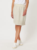 Mimi Linen Ruffle Hem Skirt - Natural