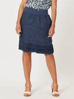 Mimi Linen Ruffle Hem Skirt - Navy