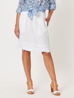 Mimi Linen Ruffle Hem Skirt - White