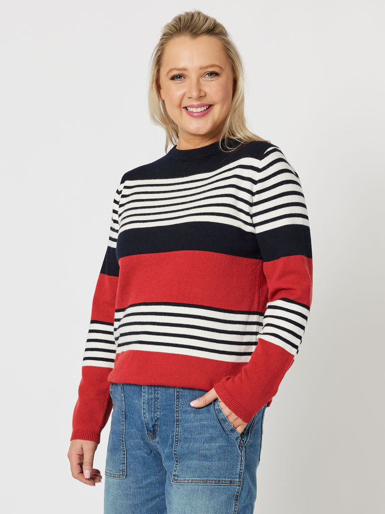 Molly Stripe Knit Jumper - Navy - RC & Co