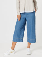 Molly Wide Leg Cropped Pant - Denim