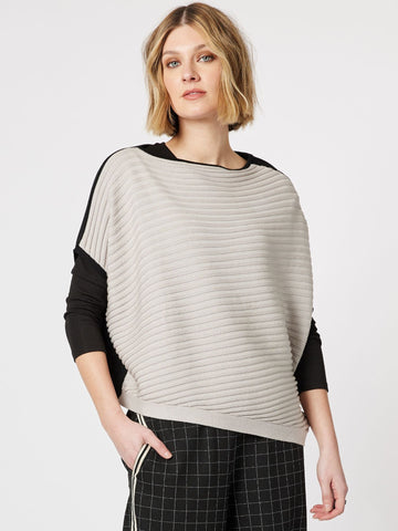 Monochrome Asymmetric Knit Top - Black/Oatmeal - RC & Co