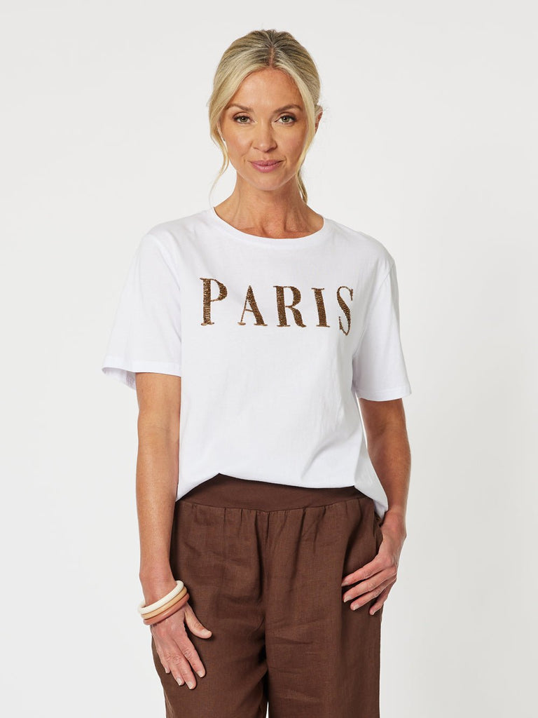 Paris Cotton Beaded T-shirt - Bronze - RC & Co