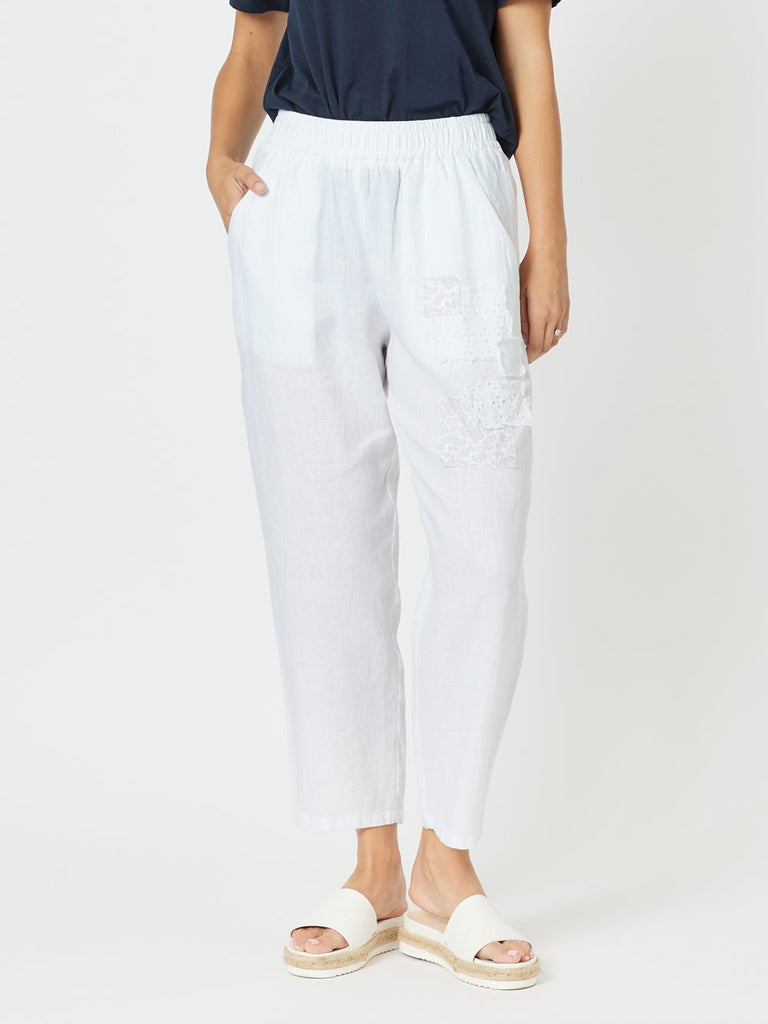 Patch Linen Pant - White - RC & Co