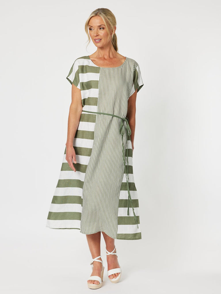 Patio Stripe Dress - Khaki - RC & Co