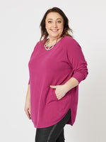 Pia Button Back Knit - Magenta