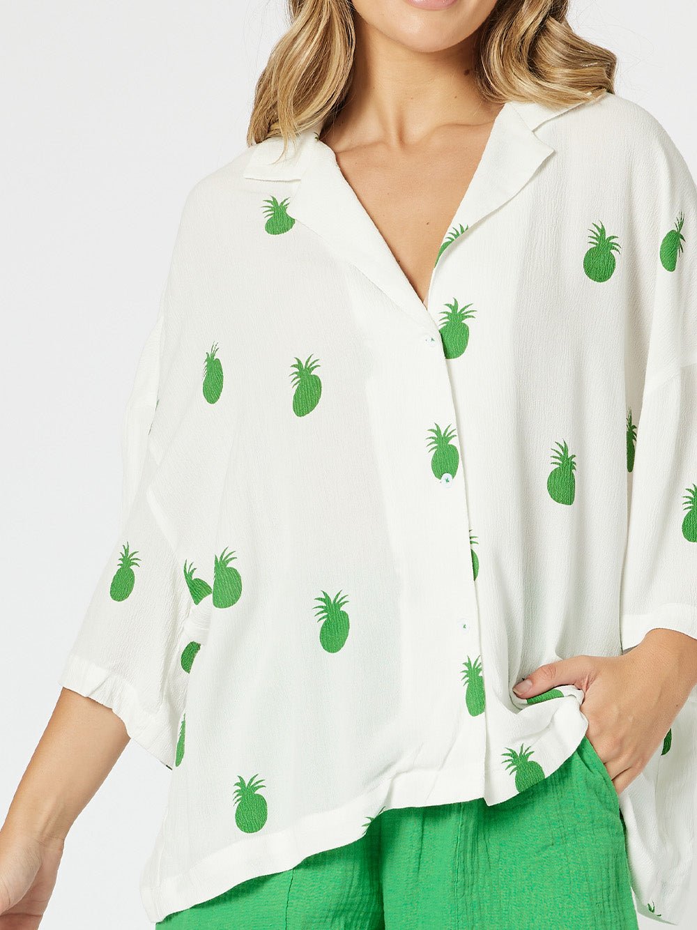 Pineapple Shirt - White/Emerald - RC & Co