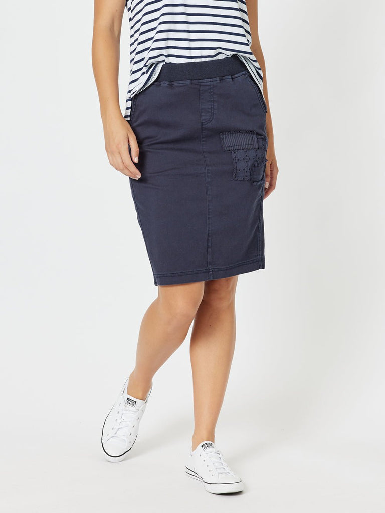 Portia Cotton Skirt - Navy - RC & Co