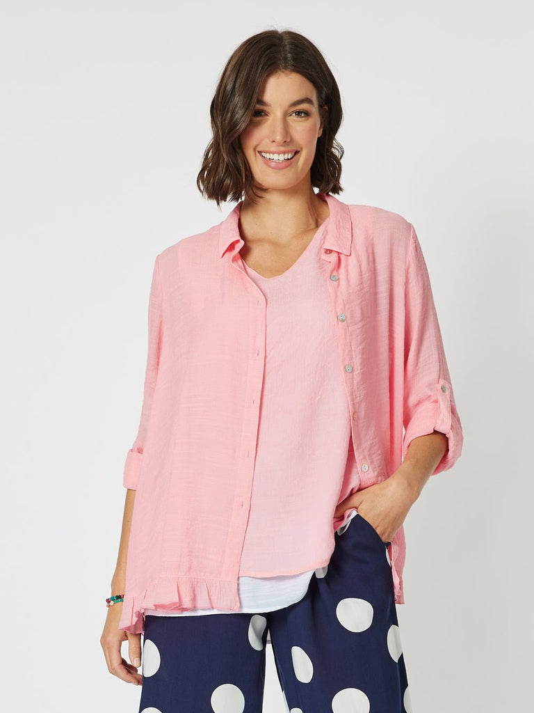 Portofino Ruffle Shirt - Coral - RC & Co