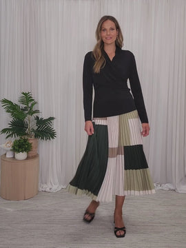 Vienna Pleat Skirt - Khaki