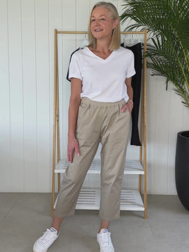 New Santorini Cotton Crop Pant - Natural