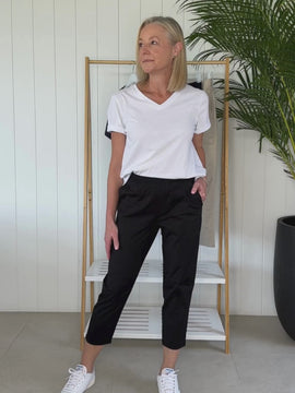 New Santorini Cotton Crop Pant - Black