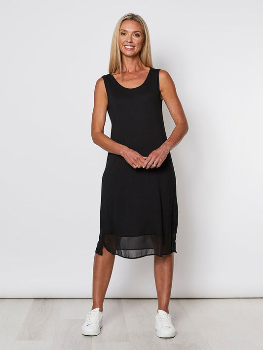 Reversible Georgette Hem Slip Dress - Black - RC & Co