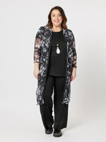 Riley Print Mesh Cardigan - Black