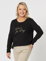 Rose All Day Long Sleeve Top - Black