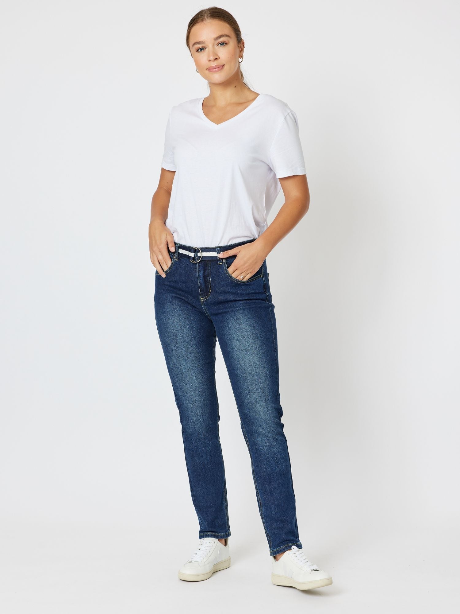 Sammi High Rise Slim Leg Stretch Jean - Dark Denim - RC & Co