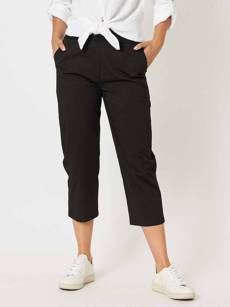 Santorini Cotton Capri Pant - Black - RC & Co