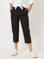 Santorini Cotton Capri Pant - Black