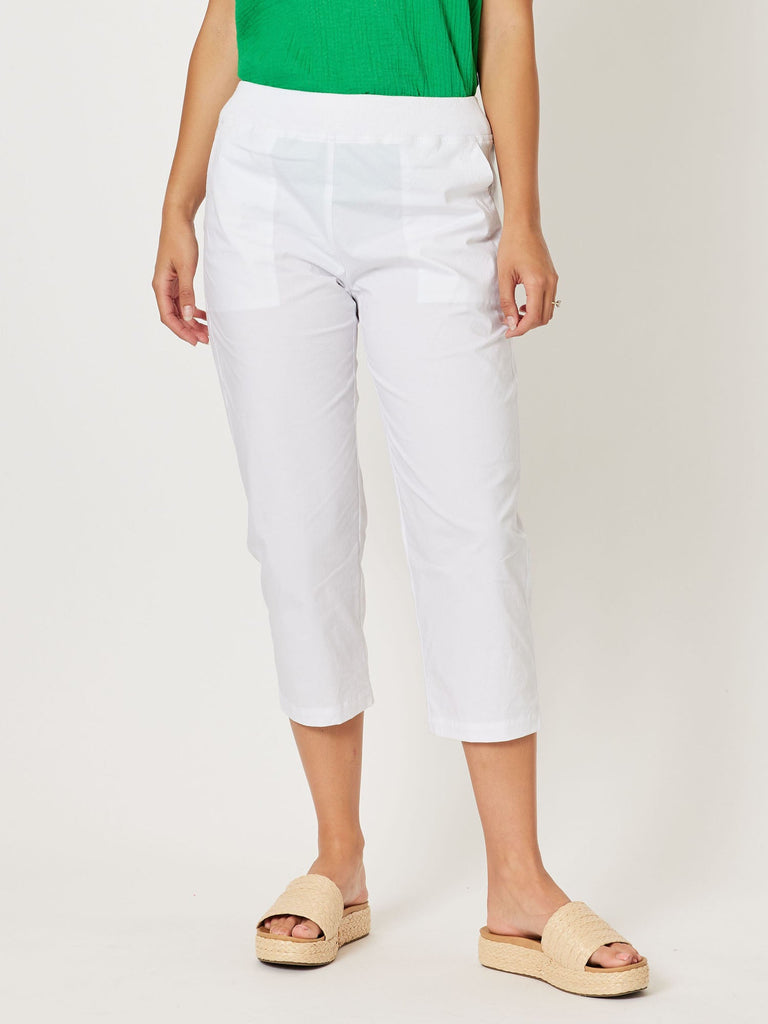 Santorini Cotton Capri Pant - White - RC & Co