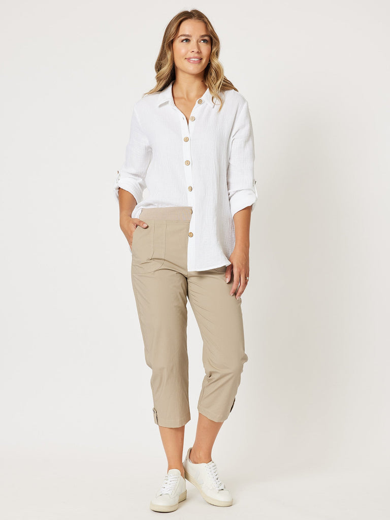 Santorini Cropped Cotton Pant - Natural - RC & Co