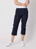 Santorini Cropped Cotton Pant - Navy