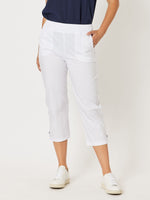 Santorini Cropped Cotton Pant - White