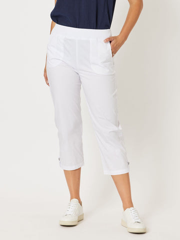 Santorini Cropped Cotton Pant - White - RC & Co