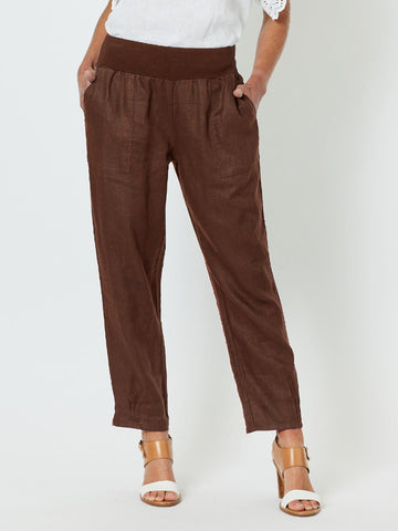 Sarah Linen Pleat Hem Pant - Koko - RC & Co