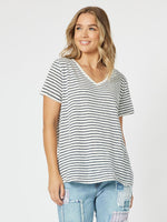 Scout Cotton Stripe T-shirt - Marine/White