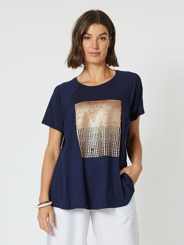 Sequin Patch T-shirt - Navy/Bronze - RC & Co