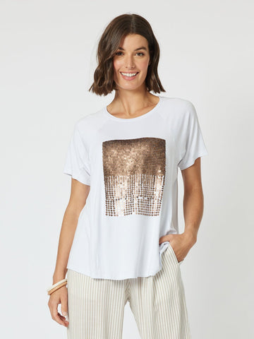 Sequin Patch Tee - White/Bronze - RC & Co