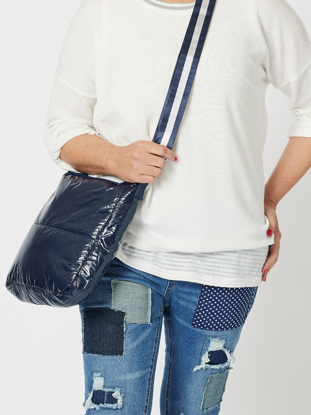 Shiny Quilted Bag - Navy - RC & Co