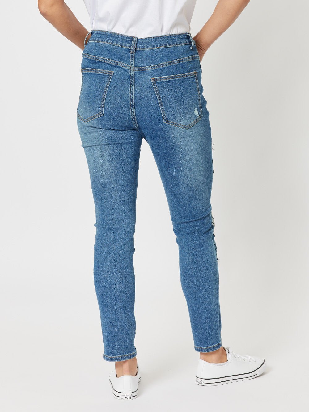 Sofia Patch Slim Leg Jean - Denim - RC & Co