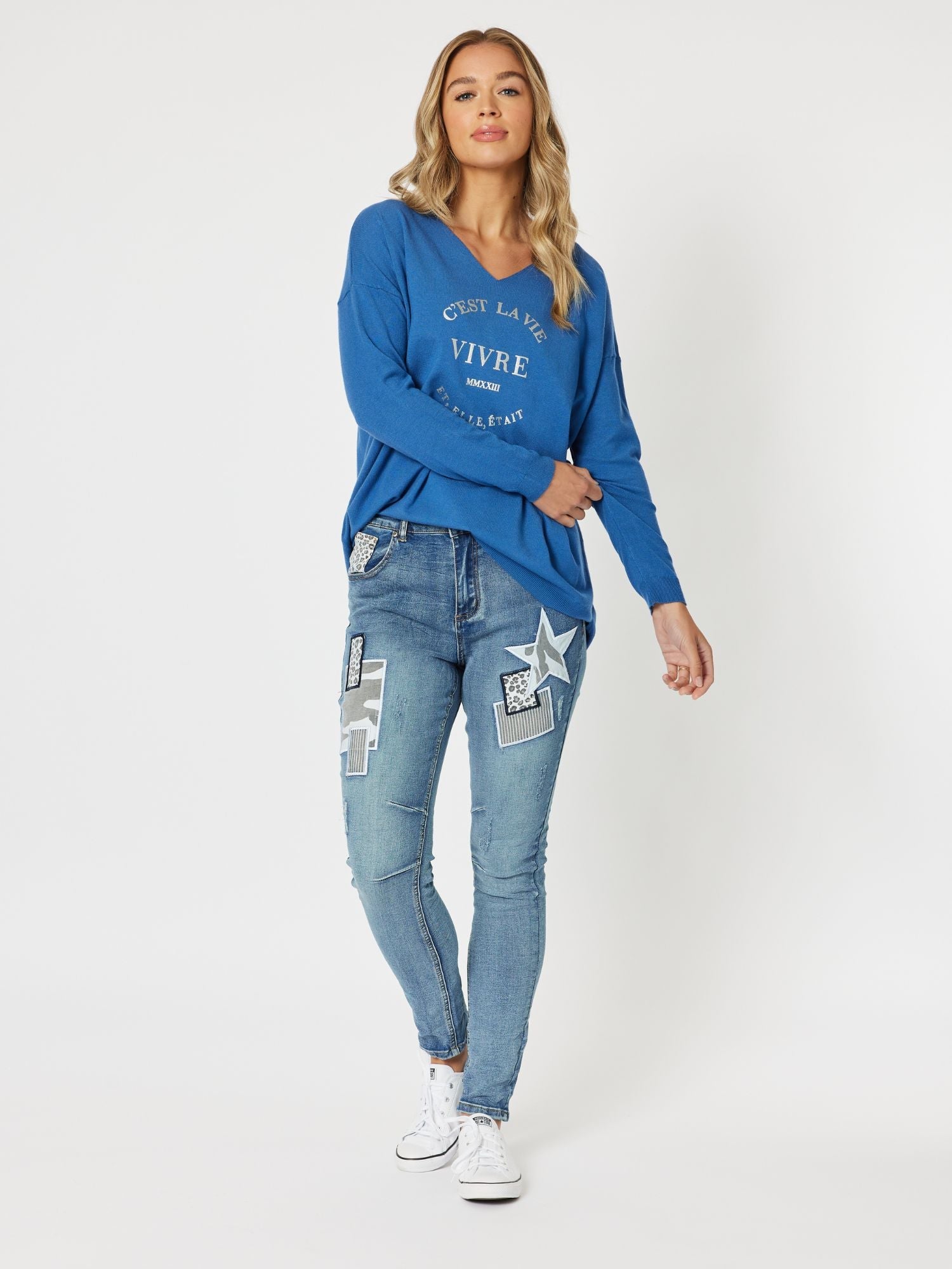 Stella Patch High Rise Slim Leg Jean - Denim - RC & Co