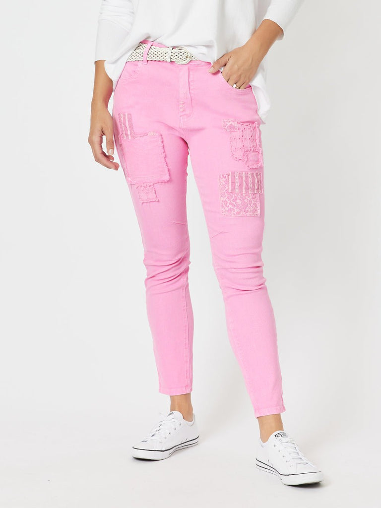 Taylor Patch High Rise Skinny Leg Jeans - Flamingo - RC & Co