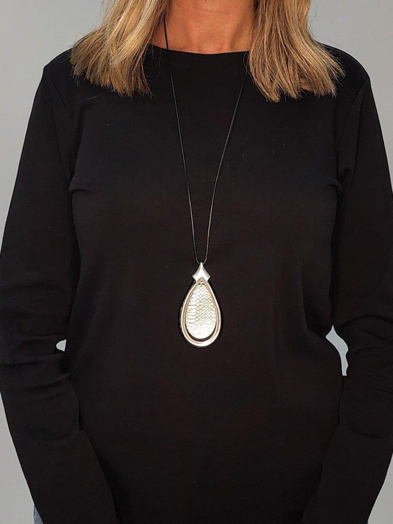 Teardrop Pendant Necklace - Silver - RC & Co