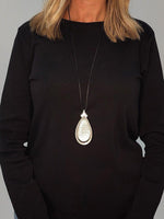 Teardrop Pendant Necklace - Silver