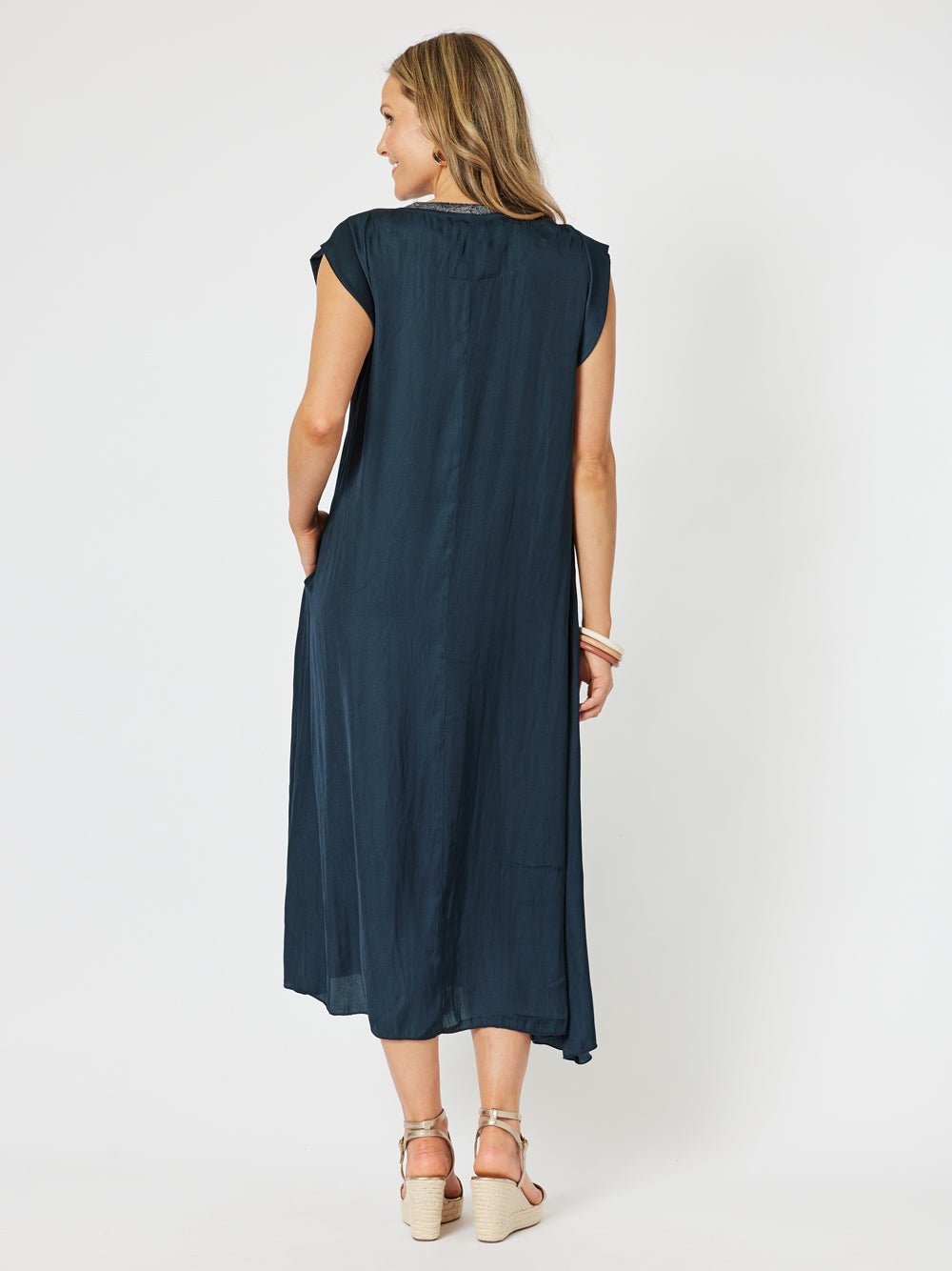 Traveller Luxe V Neck Dress - Navy - RC & Co